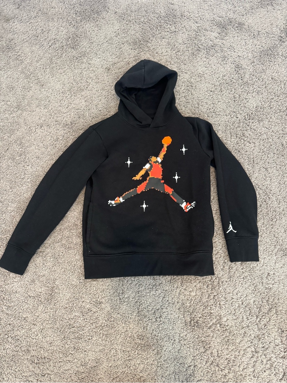 Jordan Boys' Black Pixel Jumpman Pullover Hoodie SZ M
